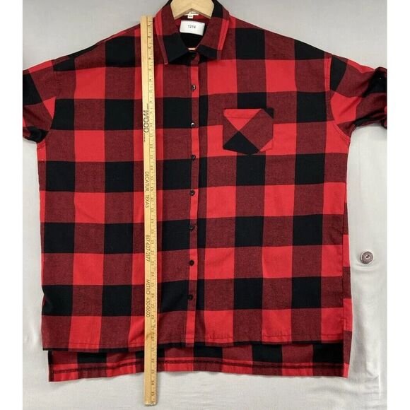 Womens Now N Forever Flannel‎ Shirt 2XL/3XL Red Black Checkered Casual Christmas - Picture 9 of 12